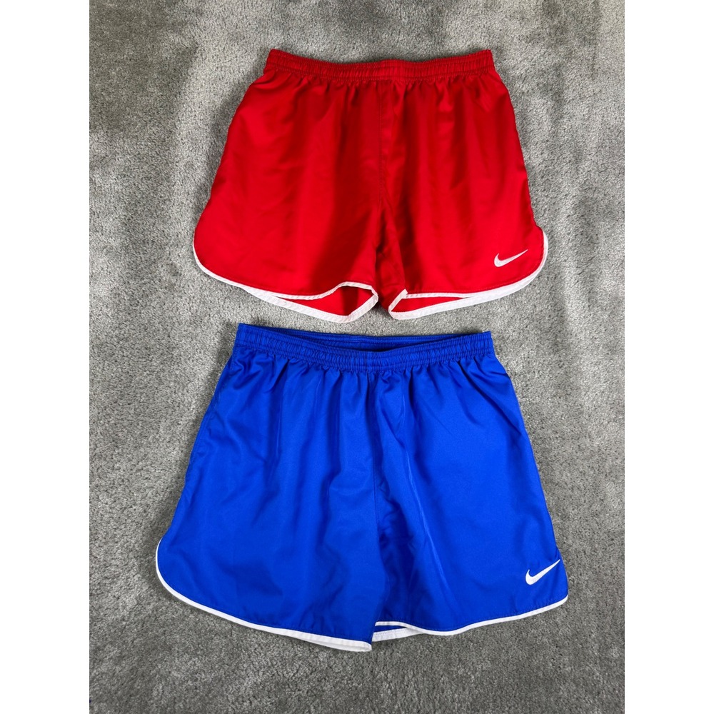 Nike Dri-FIT Slim Fit Athletic Shorts 2 Pack Red Blue Mens Medium Soccer Run